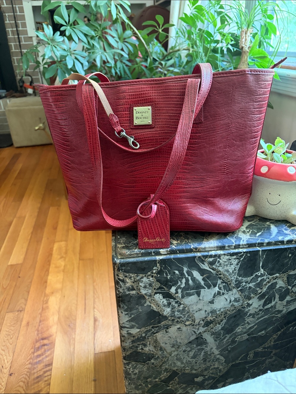 Dooney & Bourke Burgundy Textured Leather Tote